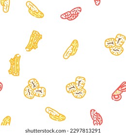fruit dry snack nut mix vector seamless pattern thin line illustration