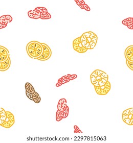 fruit dry snack nut mix vector seamless pattern thin line illustration