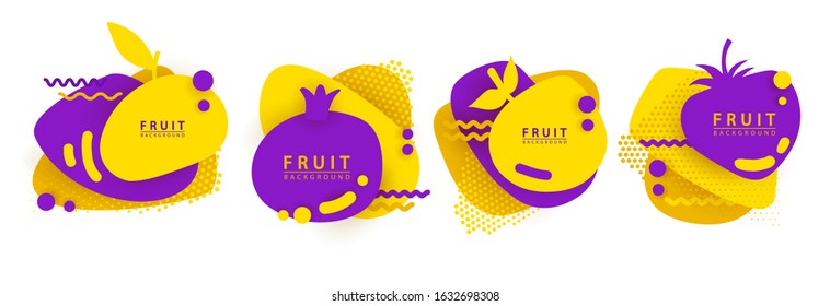 Fruit Dynamic Style Background Label  Banner Design from Orange Elements Fruit Concept with Fluid Gradient. Creative illustration for label,for fabric, drawing labels, ad, greeting, card, promotion.