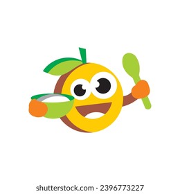 fruit eat mascot vector logo