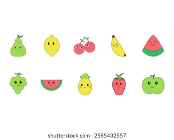 Fruit Emoji Design Element Set
