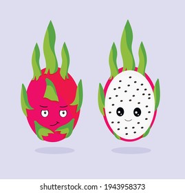 Maldad de frutas y fruta de dragón kawaii