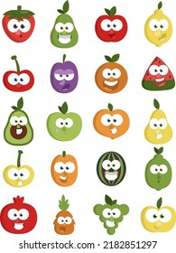 Fruit with eyes, illustration, vector on a white background.