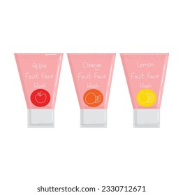 Fruit Face Wash Set Vector Illustration