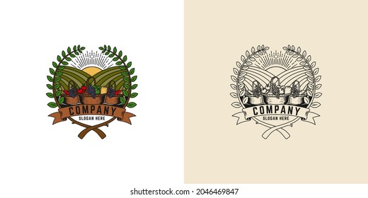Fruit Farm Logo Illustration Vector
