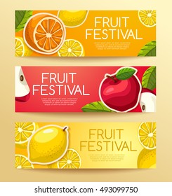 Fruit Festival : Fruit Elements on Banner Template: Vector Illustration