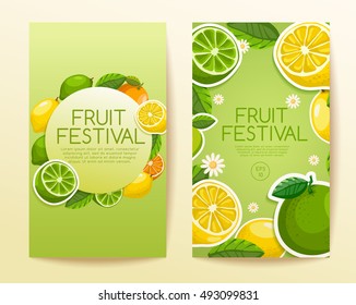 Fruit Festival : Fruit Elements on Banner Template: Vector Illustration