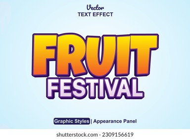 fruit festival text effect with orange color graphic style and editable.