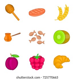 Fruit filling icons set. Cartoon set of 9 fruit filling vector icons for web isolated on white background