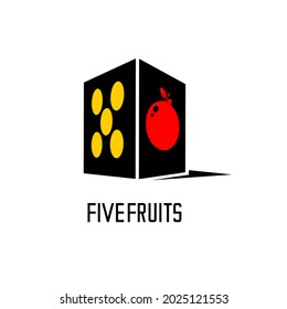 fruit and five circles dice icon vector illustration