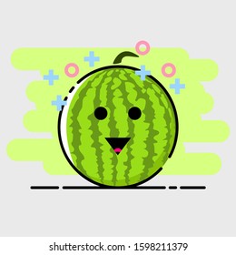 Fruit flat art design. Beautiful cute watermelon vector unique. Fruit vector. MBE Design. Cute watermelon icon. Design for wallpaper, background, phone case, ETC.