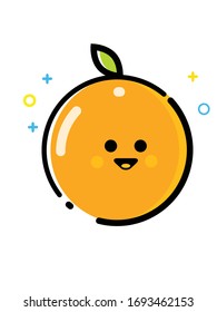 Fruit flat art design. Beautiful cute orange fruit vector unique. Fruit vector. MBE Design. Cute citrus icon. Design for wallpaper, background, ETC.