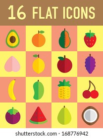 Fruit flat icon set