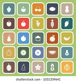 Fruit flat icons on green background, stock vector