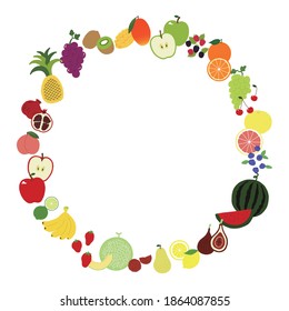 fruit flat illustration vector frame  white background