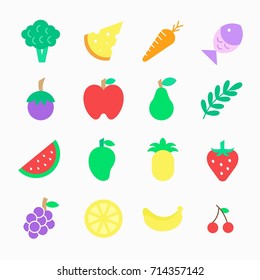 fruit - flat - vector logo/icon illustration bundle
