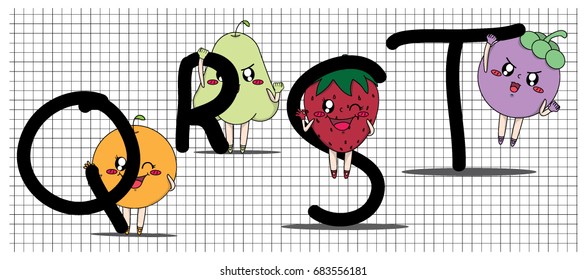 fruit font qrst, illustration and cartoon