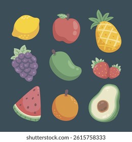 fruit food collection set in isolated background