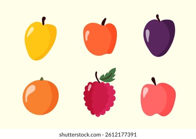 Fruit food highlights healthy fresh nature during summer. Vegetarian ripe watermelon, durian, banana, apple, orange, lemon, plum, pear, kiwi, pineapple, pomegranate, cherry, strawberry, blueberry