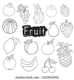 Fruit Food Icon Vector Set.