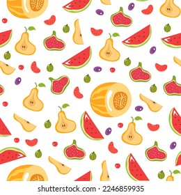 Fruit food summer seamless print pattern background graphic design illustration