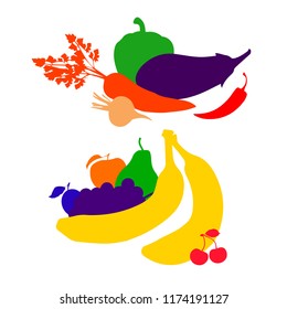 fruit, food, vector, fresh, healthy, illustration, vegetable, plate, cooking, meal, restaurant, dinner