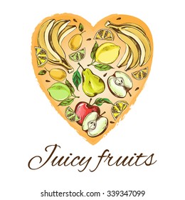 Fruit in the form of a heart. Vector Illustration.