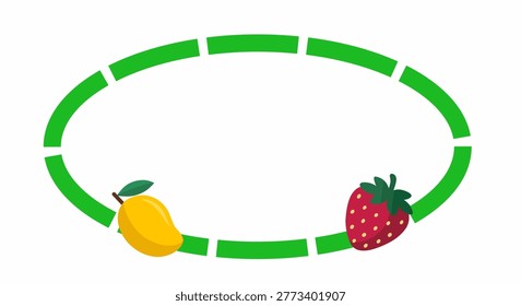 Fruit Frame Border Mango Strawberry Decorative Label Design