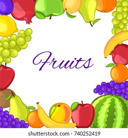 Fruit Frame Cartoon Style Vector Illustration Stock Vector (Royalty ...