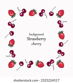 Fruit frame with cherries and strawberries.