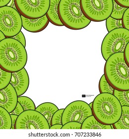 Fruit frame. Pattern: pear kiwies. Vector illustration. 