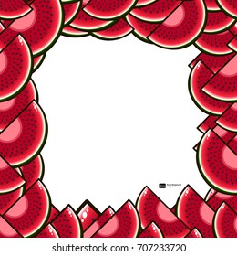 Fruit frame. Pattern: watermelons.Vector illustration.