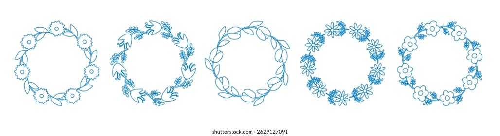 Fruit frame set. Round wreath, border of fruits. Fruits icons. Hand drawn Fruits circle border.