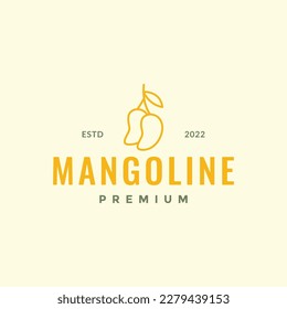 fruit fresh mango juice simple shape minimal line logo design vector