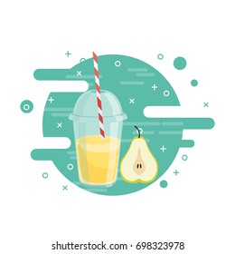 Fruit fresh smoothie drink vector illustration with pear
