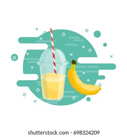 Fruit fresh smoothie drink vector illustration with banana