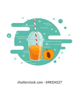 Fruit fresh smoothie drink vector illustration with apricot