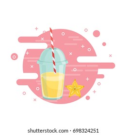 Fruit fresh smoothie drink vector illustration with carambola