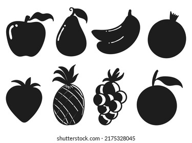 Fruit Fridge Magnet Vector Silhouettes Collections