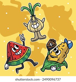 fruit friend mascot characters 2 perfect for stickers, merchandise, mascots, clothing embroidery, and apparel designs. This pack offers high-quality, eye-catching characters, easy to use and scalable.