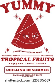 fruit with funny face with slogan Vector design for t-shirt graphics, banner, fashion prints, slogan tees, stickers, flyer, posters and other creative uses	
