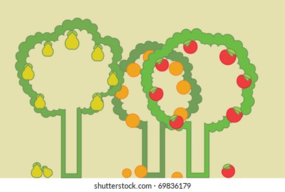 Fruit garden harvest ready for gathering illustration