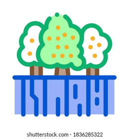Obstgartensymbol, Vektorgrafik. Obstgartenschild. Illustration von Farbzeichen