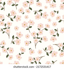 Fruit Garden seamless pattern, hand drawn vector branch with fruits, flowers and leaves digital paper, repeating background for fabric, textile, wallpaper, stationery