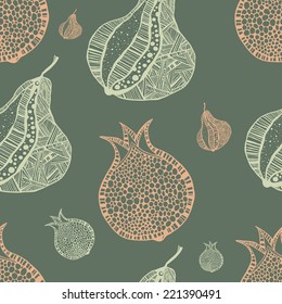 Fruit garden. seamless pattern vector