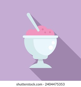 Fruit gelato bowl icon flat vector. Chocolate cookie. Summer ice cream