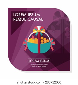 Fruit gift baskets flat icon with long shadow,eps10