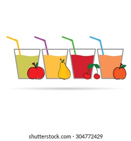 fruit with glass vector illustration on white background