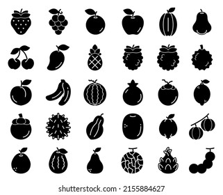 Fruit glyph icon set, Vector, Illustration.