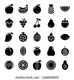 fruit glyph vector icons tropical fruit stylish design